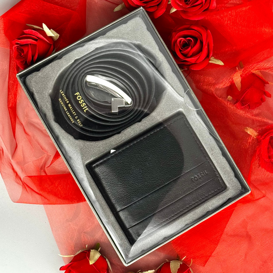 Fossil Wallet and Belt Leather Set