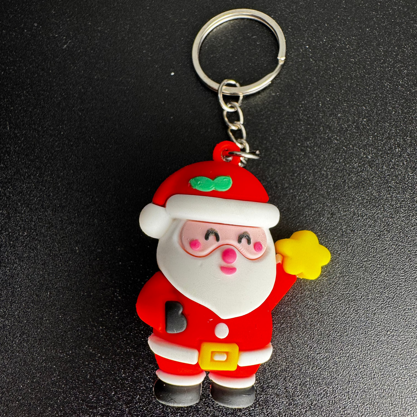 Santa Claus with a Yellow Star Keychain